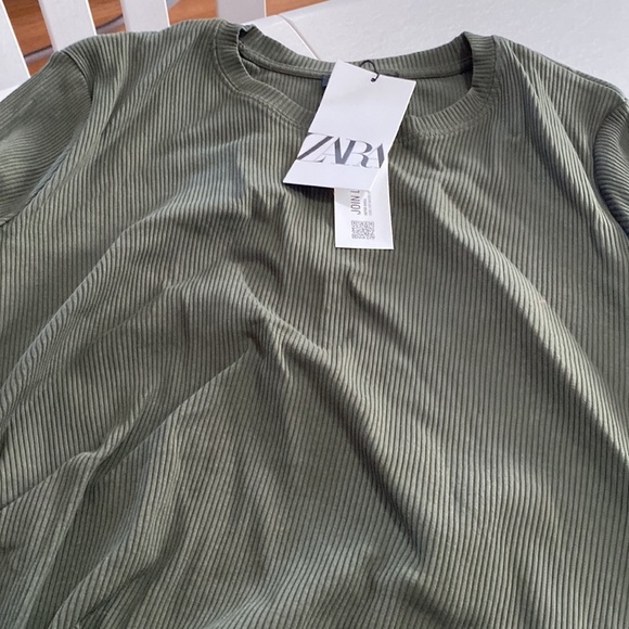 zara RUCHED DRESS KHAKI GREEN SZ L - Picture 12 of 14